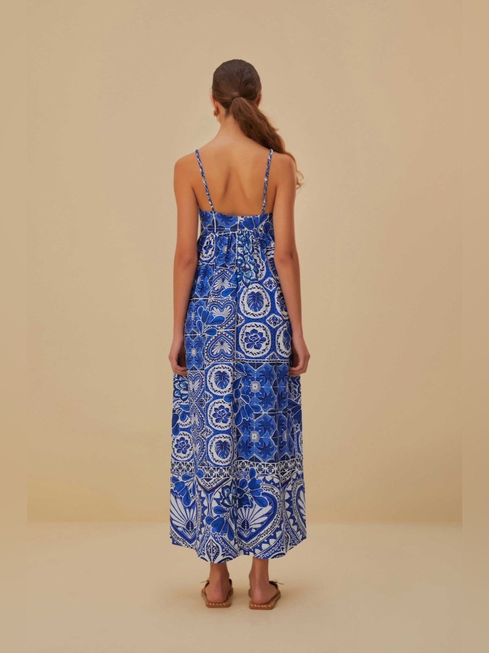 Farm Rio Blue Tile Dream Sleeveless Maxi Dress Size Medium NWT - Picture 4 of 12